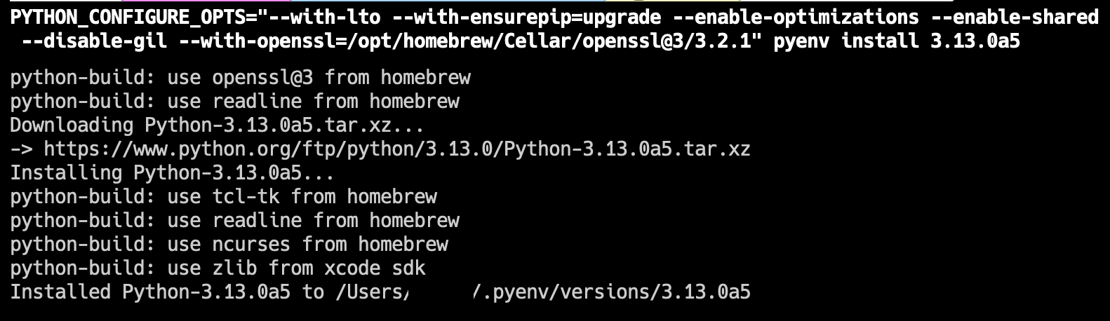 pyenv install cpython 3.13a5